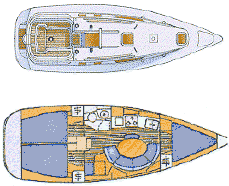 Deck plans -  to charter this boat in Cyprus, contact us below